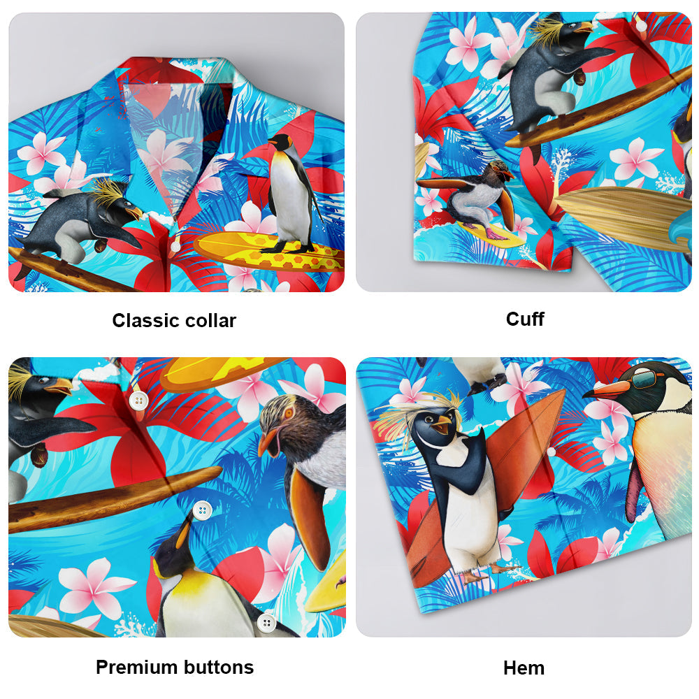 Penguin Funny Color Surf - Unisex Hawaiian Shirt For Men and Women