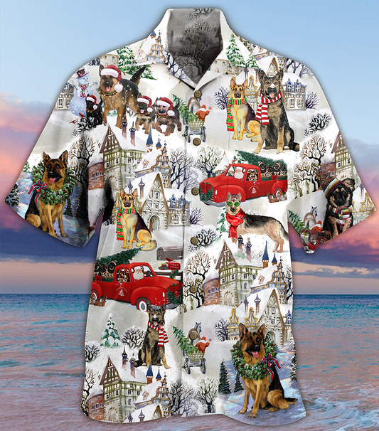 German Shepherd Dogs Snow Xmas - Hawaiian Shirt