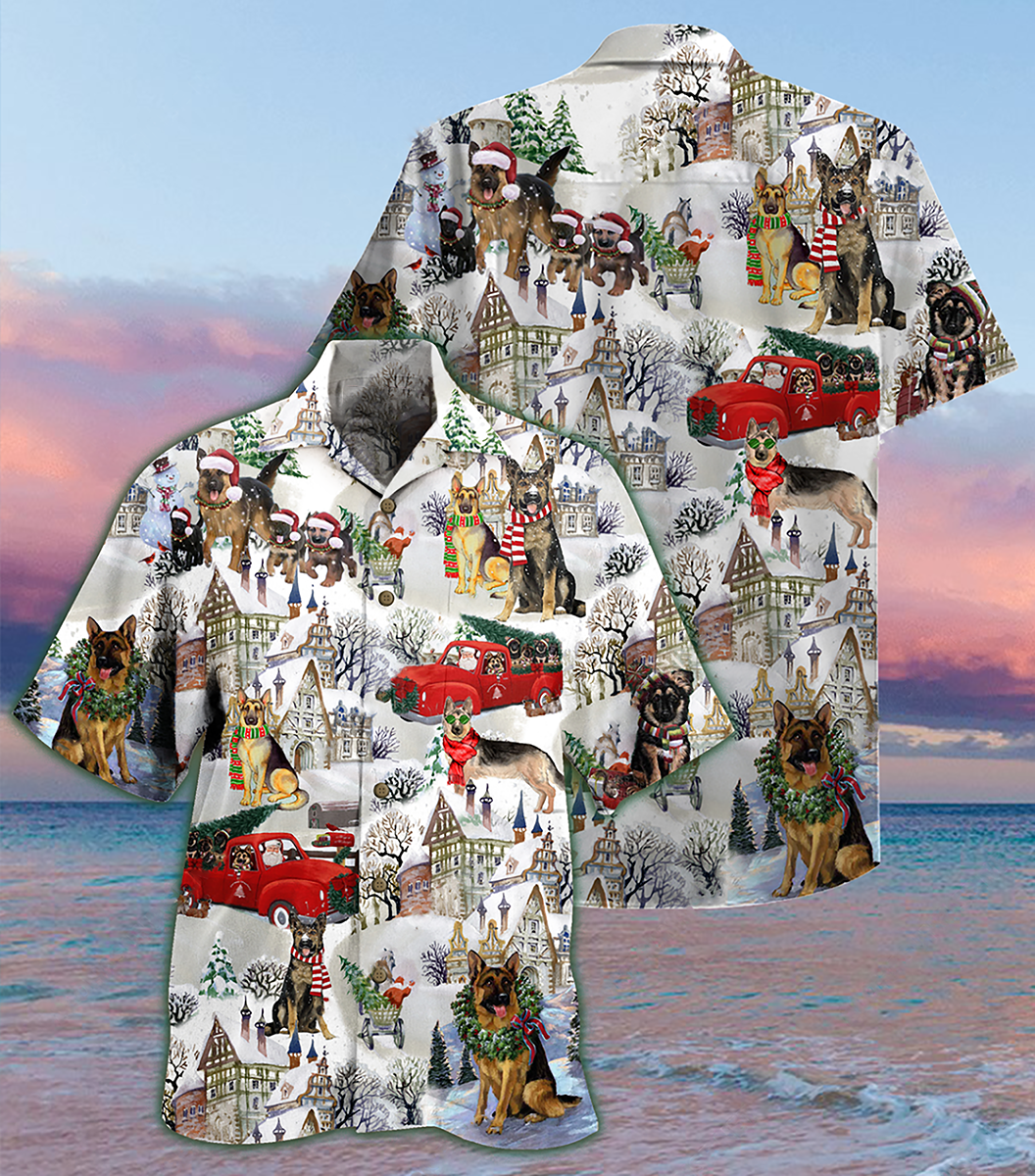 German Shepherd Dogs Snow Xmas - Hawaiian Shirt