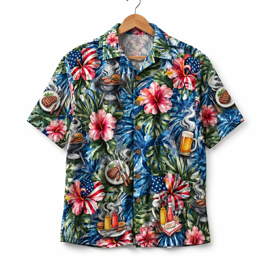 Backyard BBQ America 4th July 250 Years Anniversary Premium Unisex Hawaiian Shirt For Men and Women