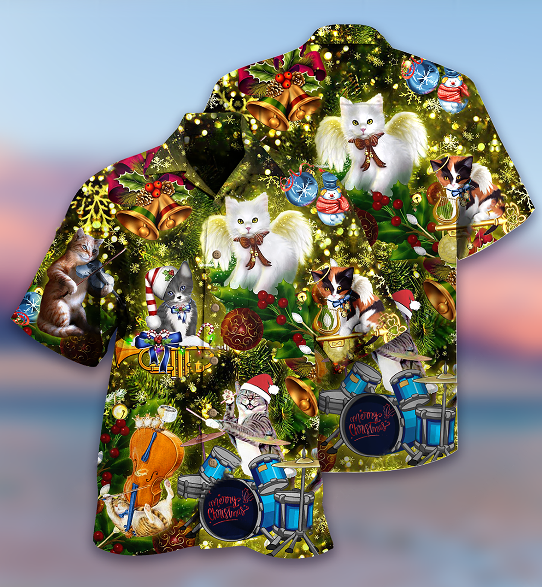 Cat Christmas Angel - Hawaiian Shirt