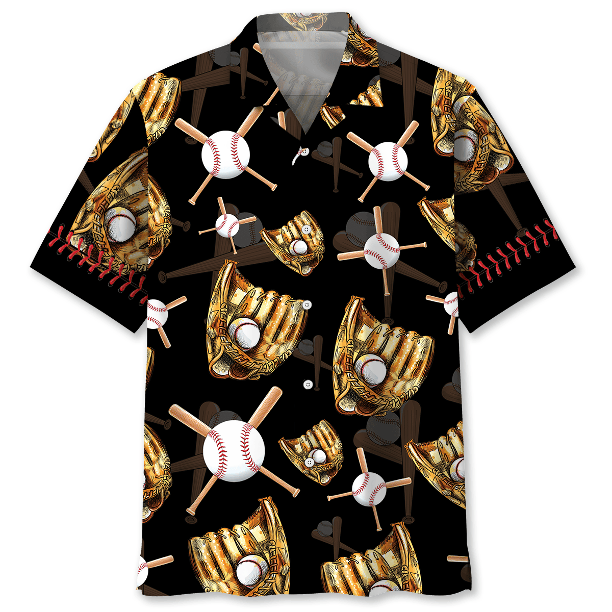 Black Vintage Baseball Gloves Hawaiian Shirt