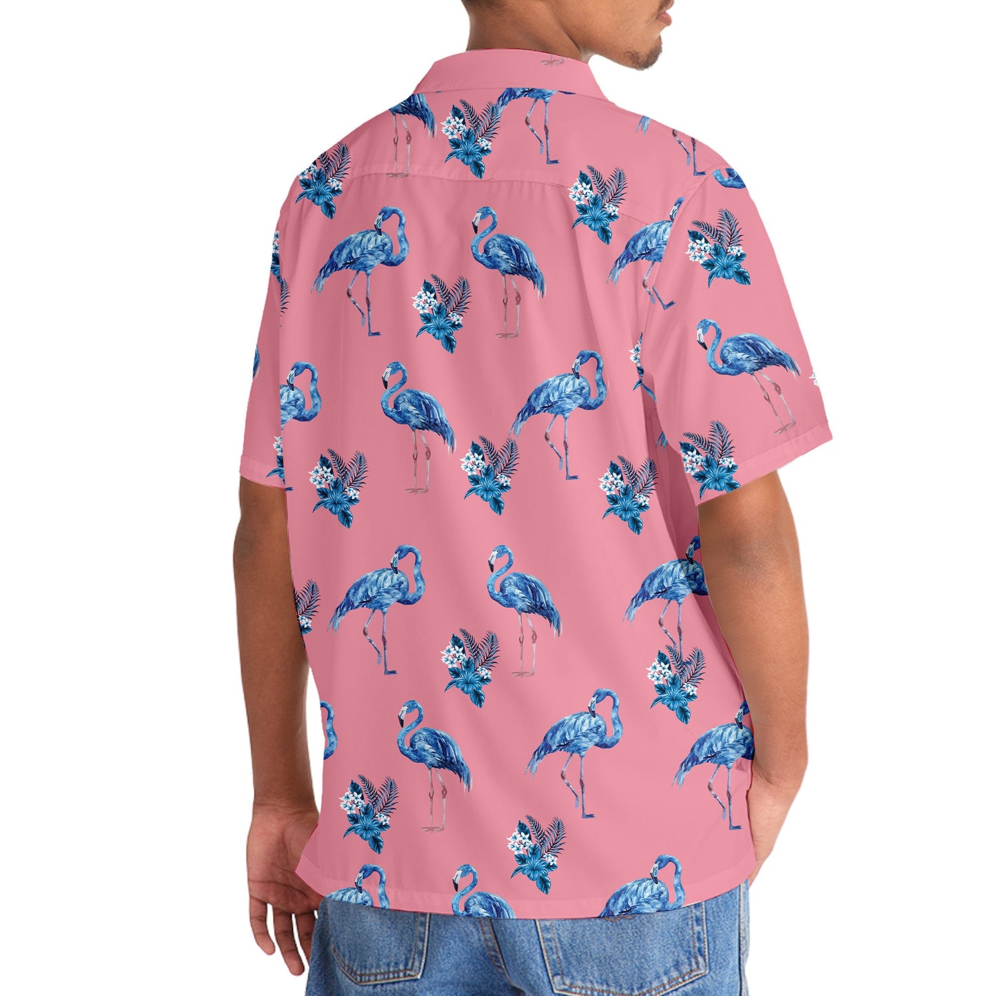 Flamingo Blue Pink Hawaiian Shirt