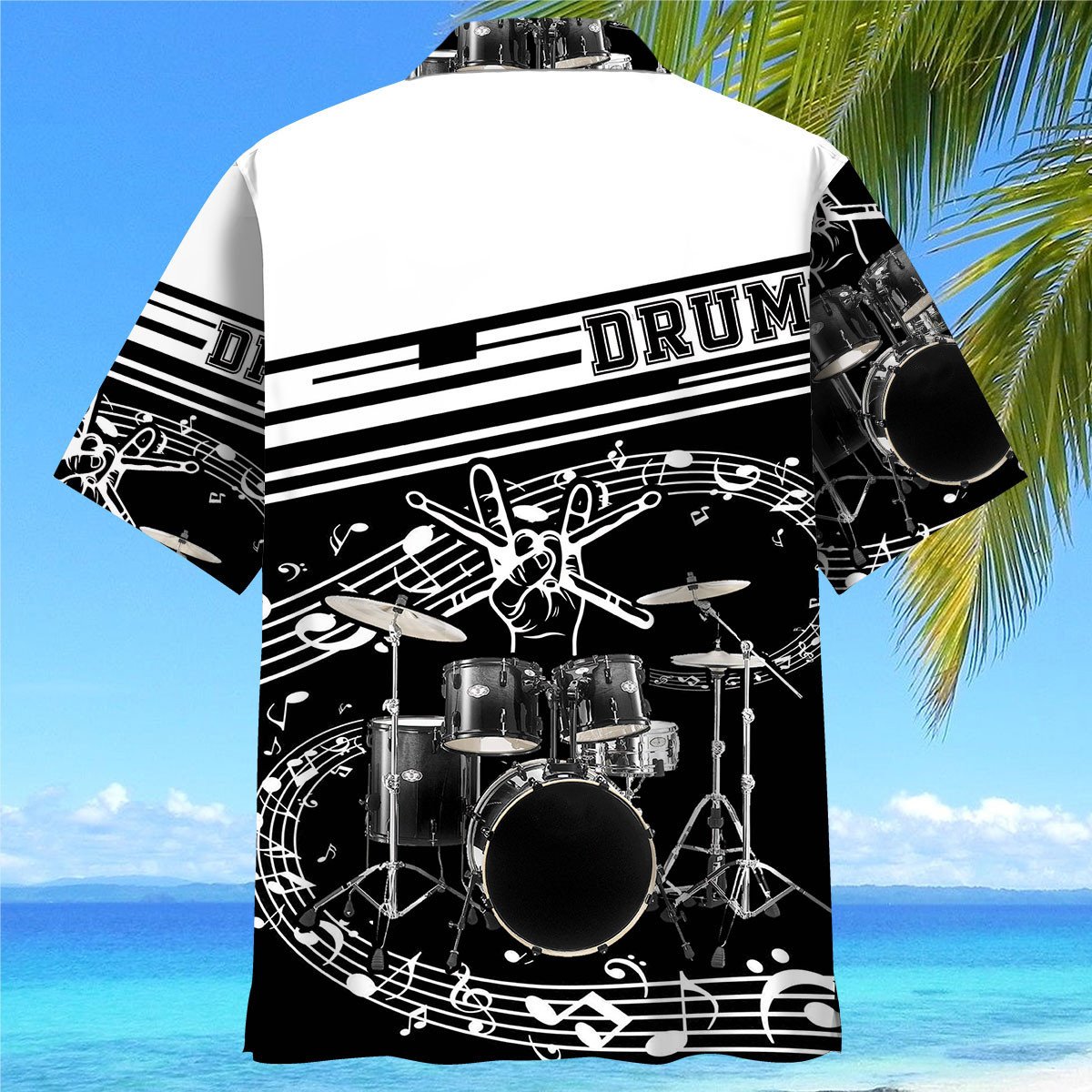 Drum Black & White Hawaiian Shirt