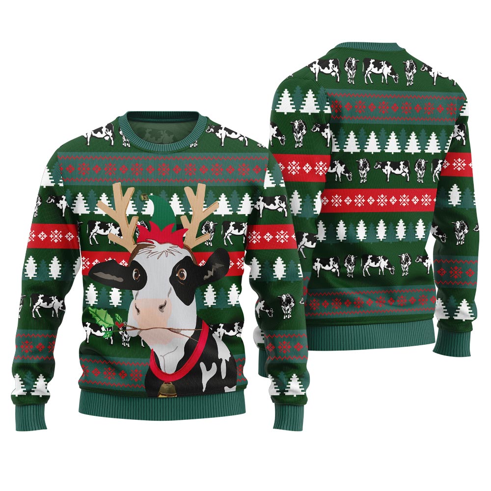 Jingle Bell Cow Funny Christmas Sweaters For Adults