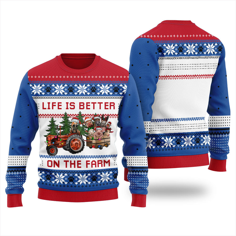 Life Is Better On The Farm Ugly Christmas Sweater