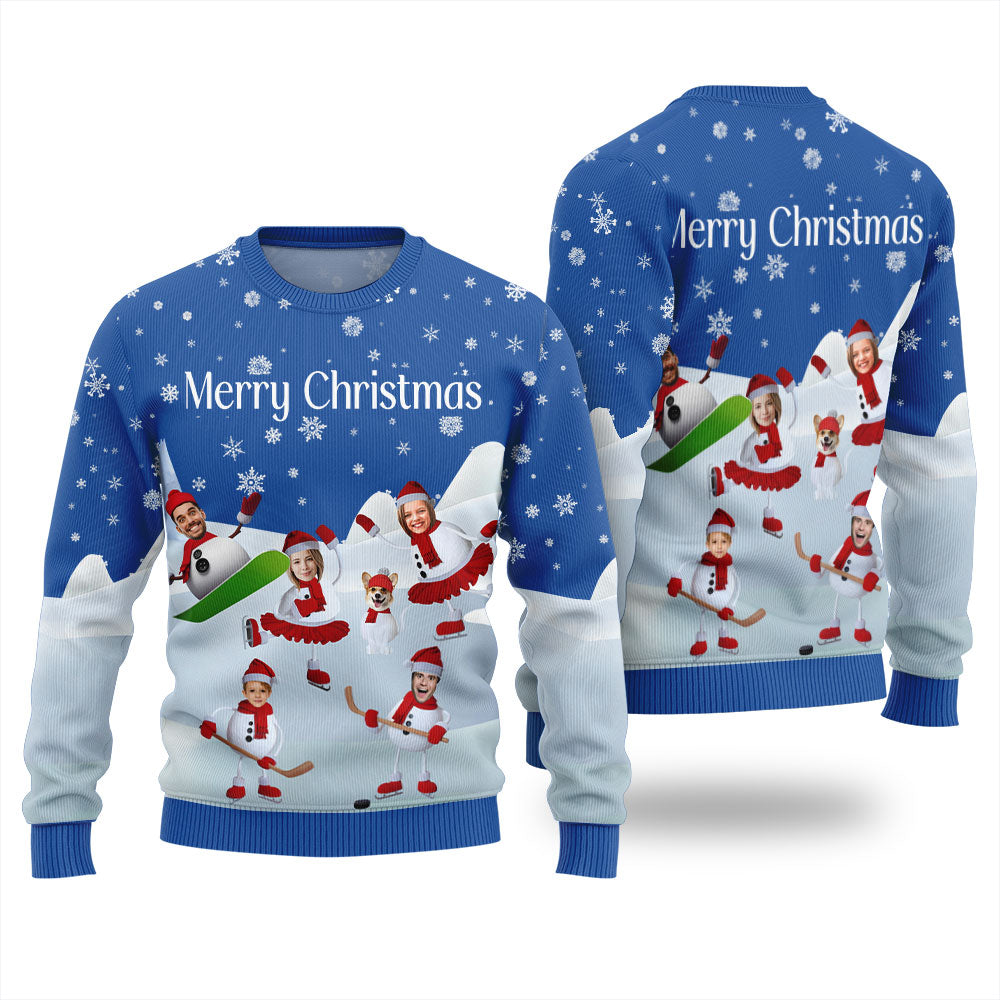 Snowman Custom Face Funny Christmas Sweater