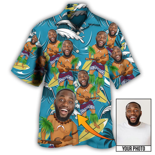 2 / Adults / S Face Funny Style Custom Photo - Hawaiian Shirt
