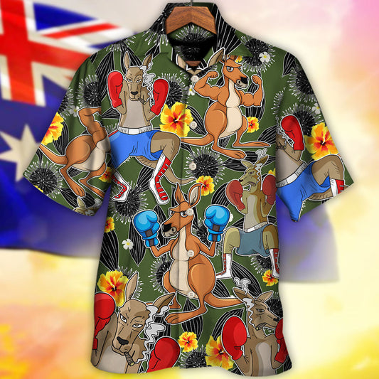 Kangaroo Boxing Tropical Vibe Funny Art - Hawaiian Shirt