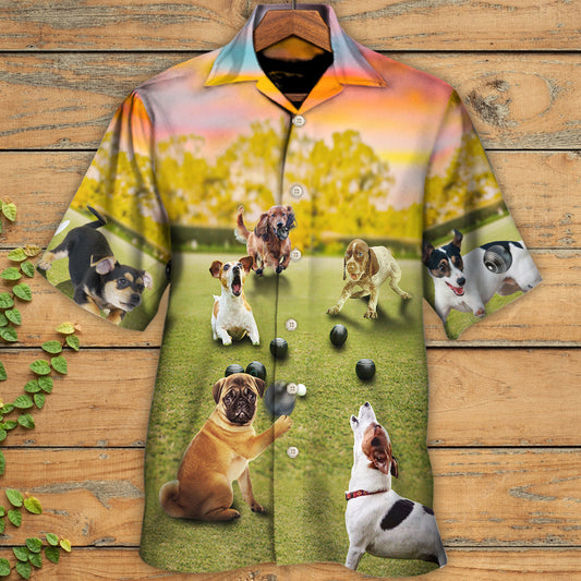 Lawn Bowling Dog Play In Yard - Hawaiian Shirt