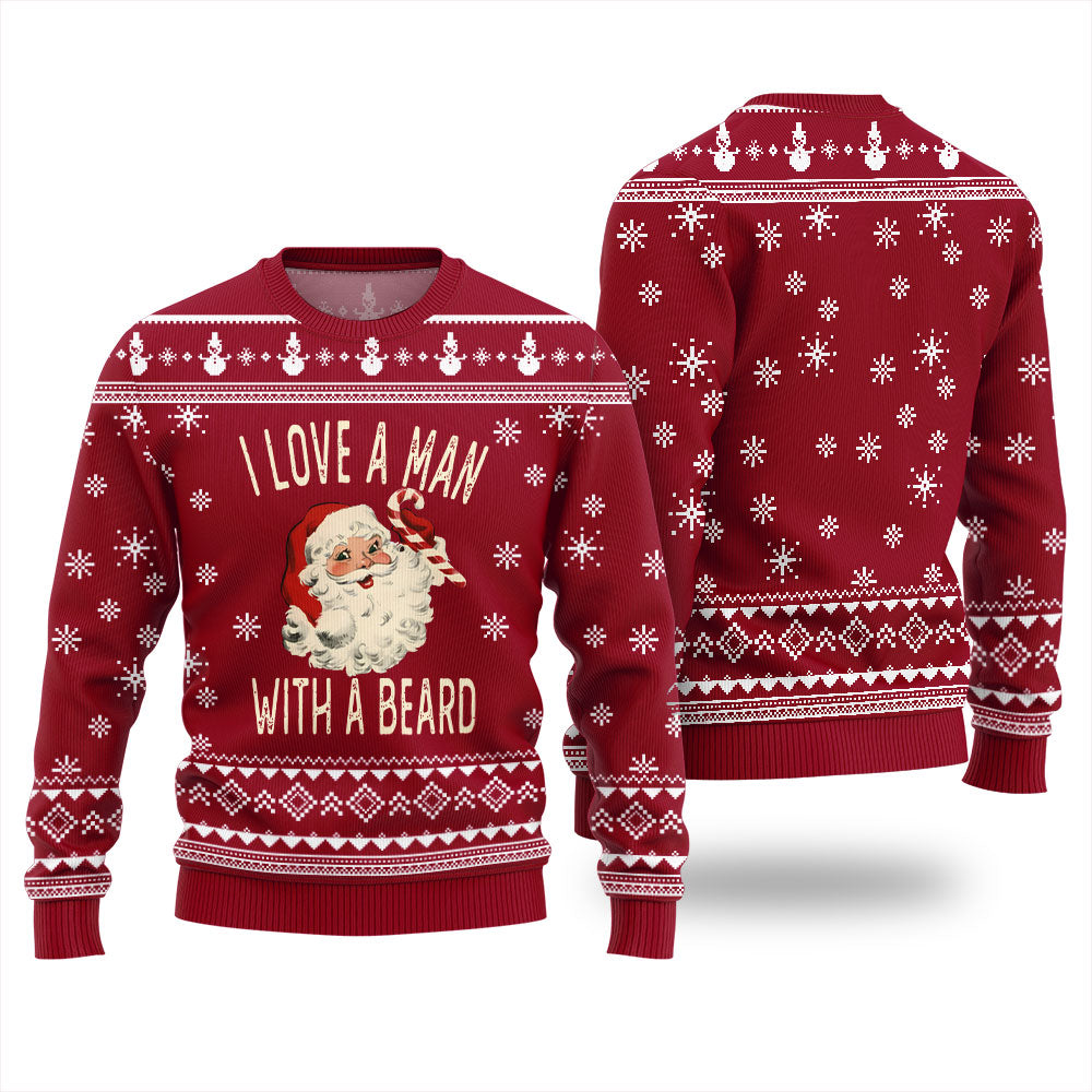 Love Man With Beard Ugly Christmas Sweater