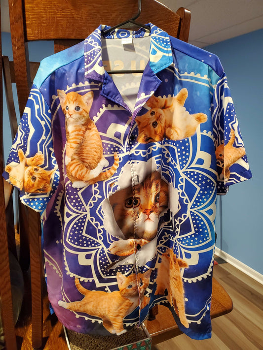 Cat Tabby Cat Yoga Galaxy Yoga Pose Funny - Hawaiian Shirt
