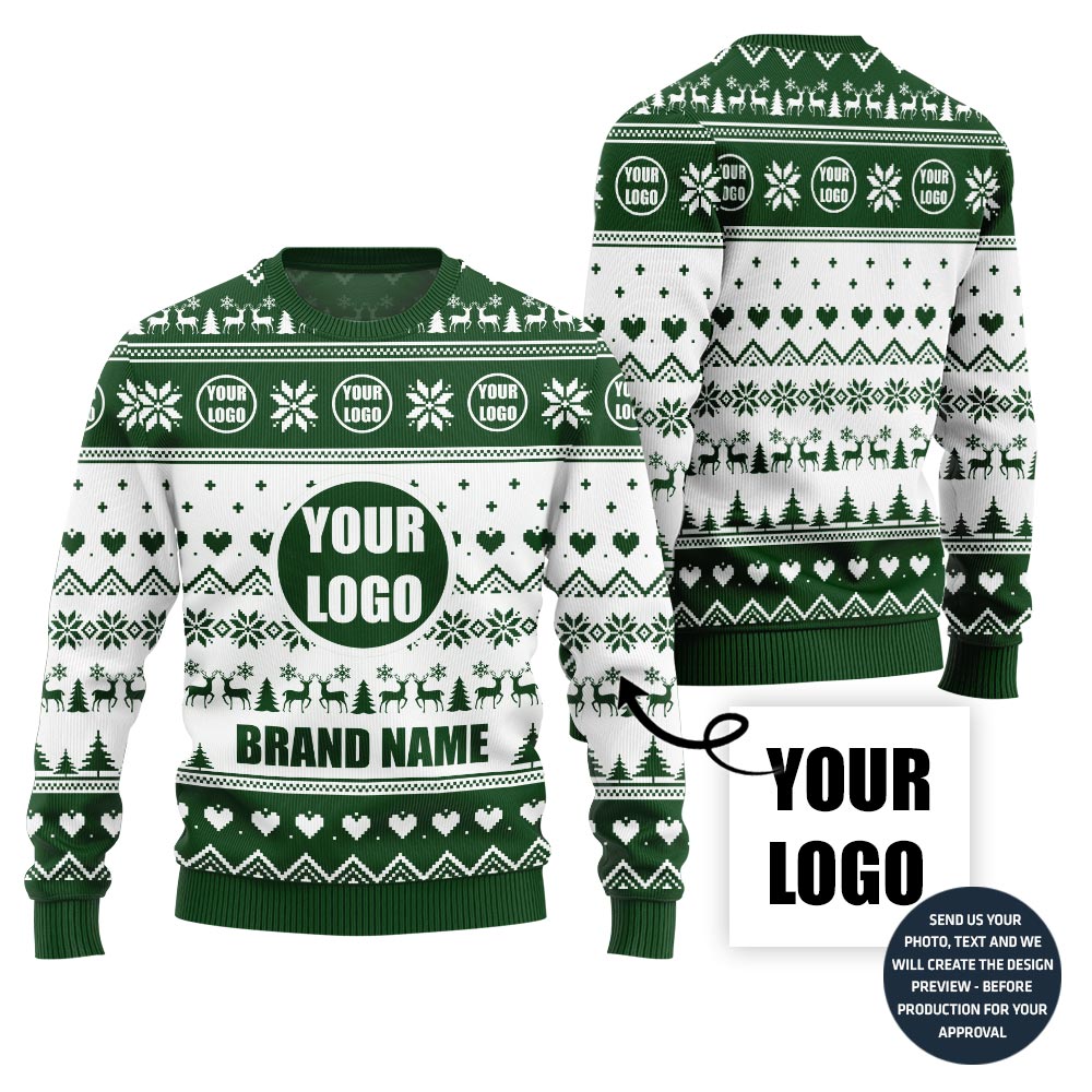 Custom Logo And Brand Name Christmas Pattern Sweater