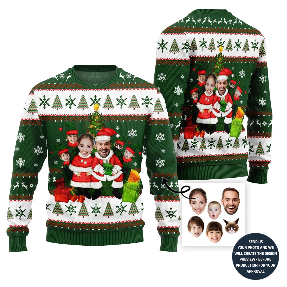 Custom Family Santa Ugly Christmas Sweater