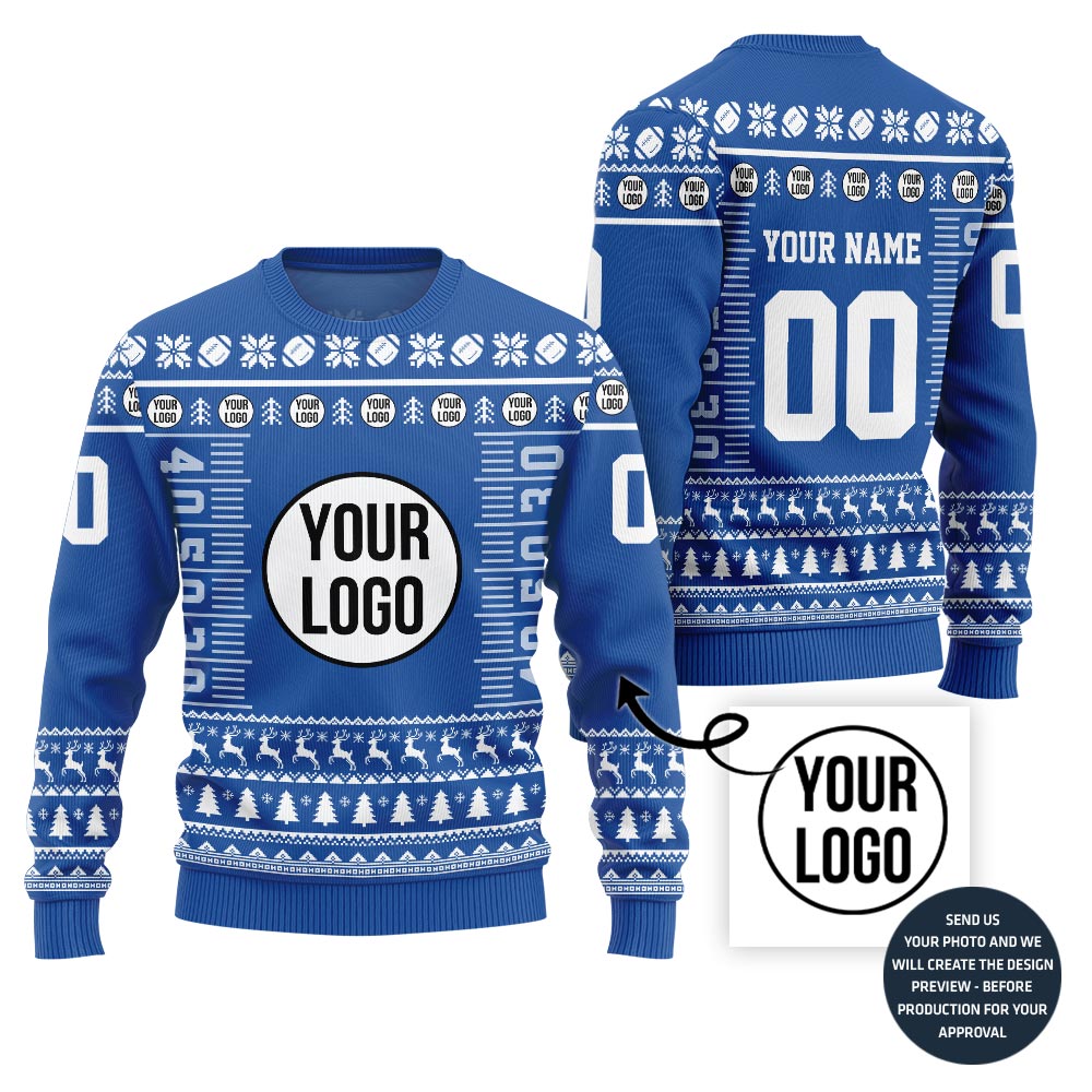 Custom Logo And Text Rugby Christmas Sweater