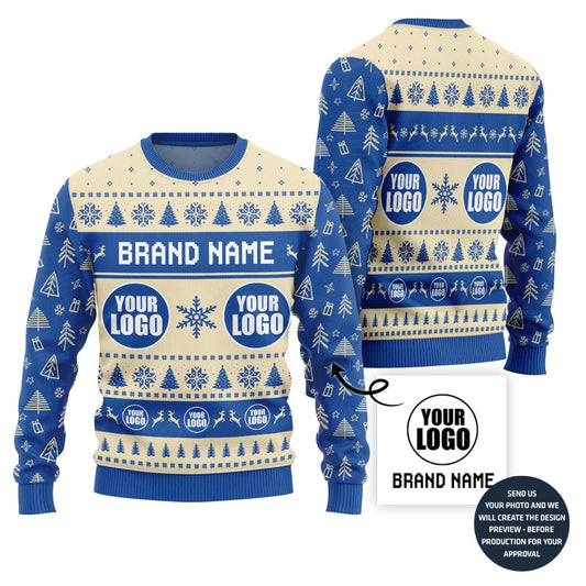 Custom Logo And Brand Name With Christmas Pattern Sweater