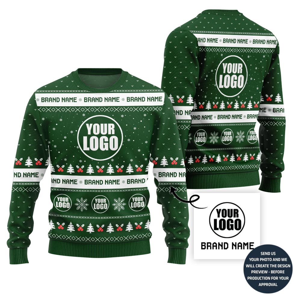 Brand Name And Logo Custom Ugly Christmas Sweater For Business
