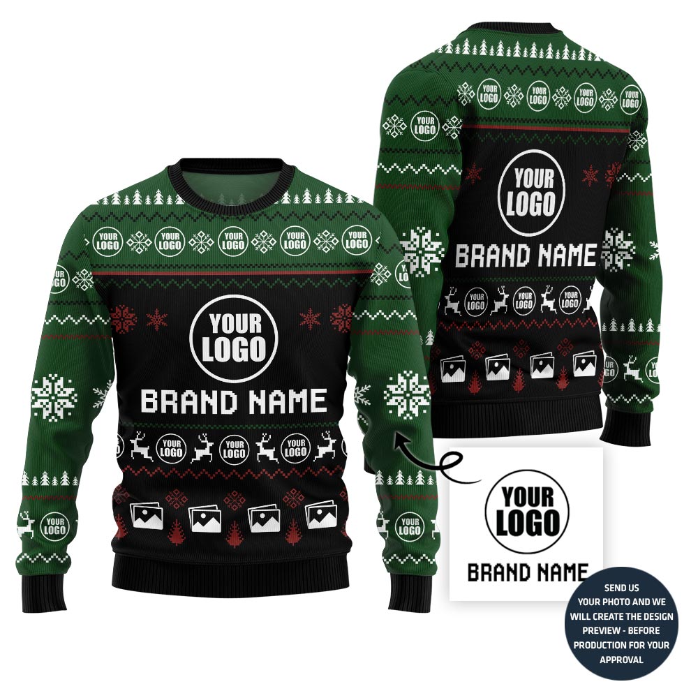 Custom Logo And Brand Name And Image Ugly Christmas Sweater