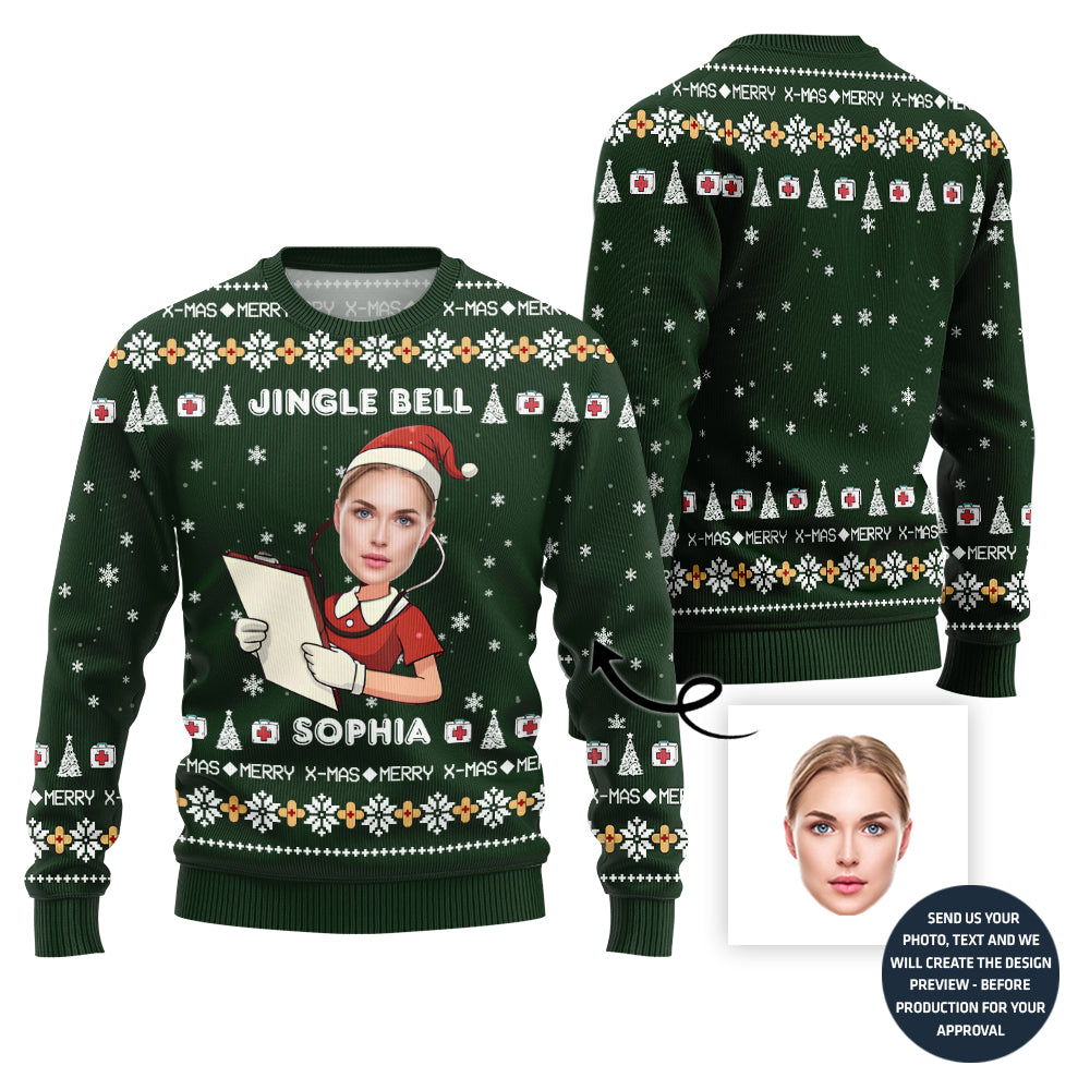 Custom Face Nurse Christmas Sweater Woman