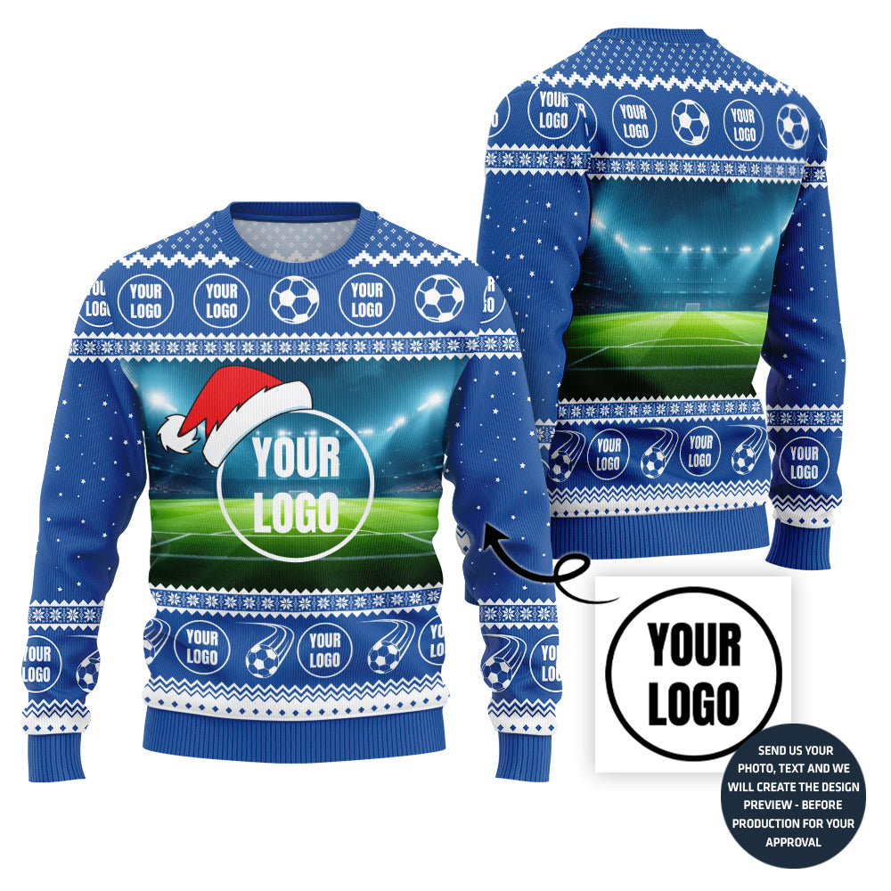 Custom Logo Soccer Team Ugly Christmas Sweater