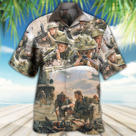 Veteran War Painting Fighting Together - Hawaiian Shirt