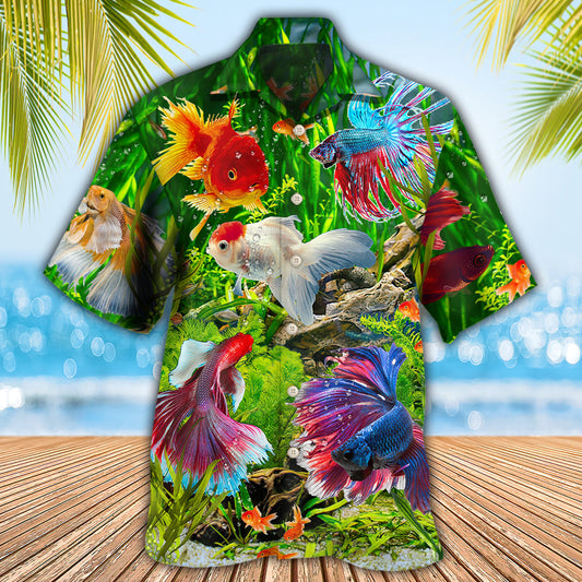Fish Aquarium Fish And Algae In A Freshwater Aquarium - Hawaiian Shirt
