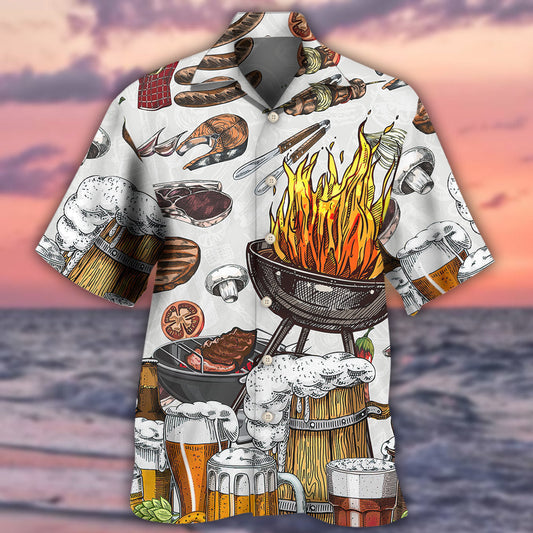 BBQ Grill And Drink Beer - Hawaiian Shirt