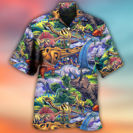 Dinosaur Art Coloful Style - Hawaiian Shirt
