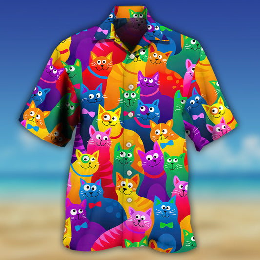 Cat Funny Colorful Style - Hawaiian Shirt