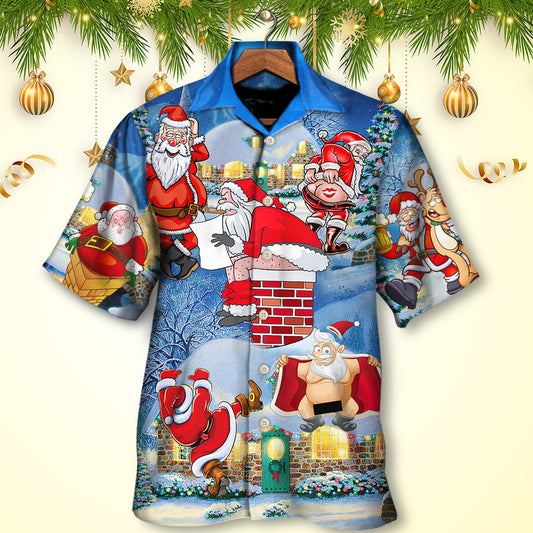 Christmas Rebellious Santa Claus Drunk Beer Troll Xmas Funny - Hawaiian Shirt