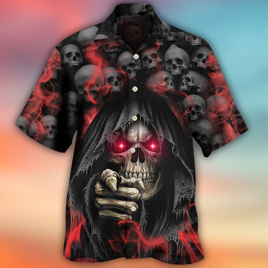 Skull Dark Red Smoke Lighting - Hawaiian Shirt