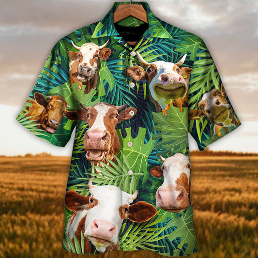 Cow Face Troll Funny Lover Cattle Tropical Style - Hawaiian Shirt