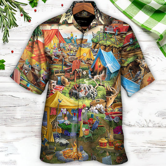 Camping Glamping Tent Family Picnic Happiness - Hawaiian Shirt