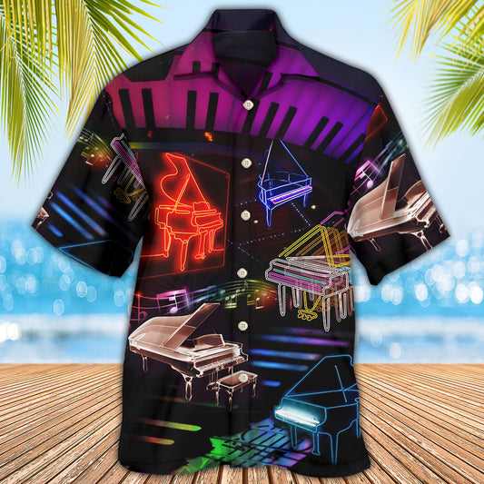 Piano Neon Style Music Lover - Hawaiian Shirt