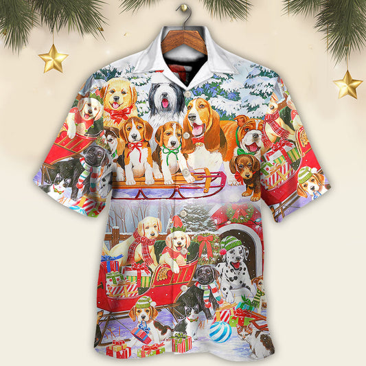 Dog Snowman Christmas Tree Merry Xmas - Hawaiian Shirt