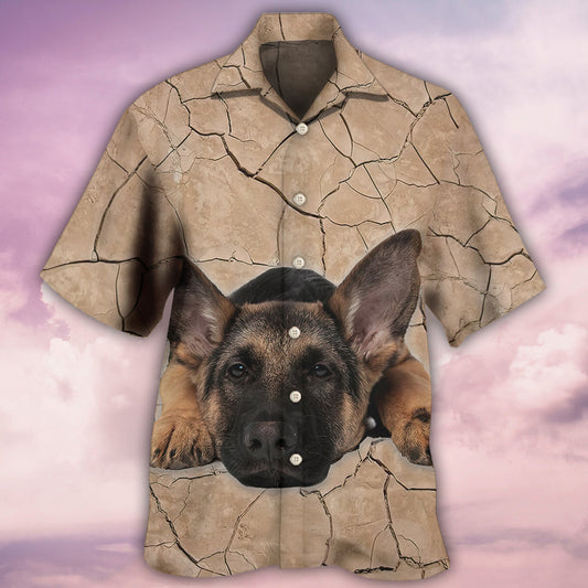 German Shepherd On The Ground - Hawaiian Shirt