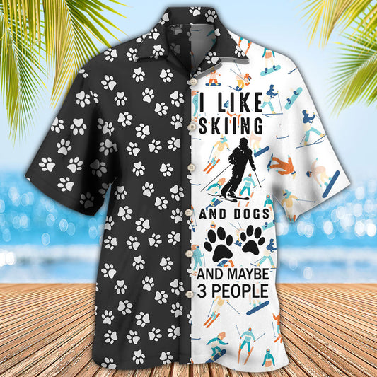 Skiing I Like Skiing And Dogs - Hawaiian Shirt
