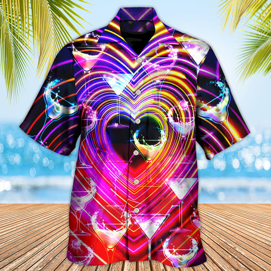 Cocktail Party Romantic Sweet Heart Neon Light - Hawaiian Shirt
