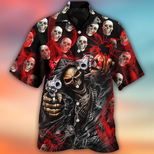 Skull Dark Gun Red Smoke Lighting - Hawaiian Shirt