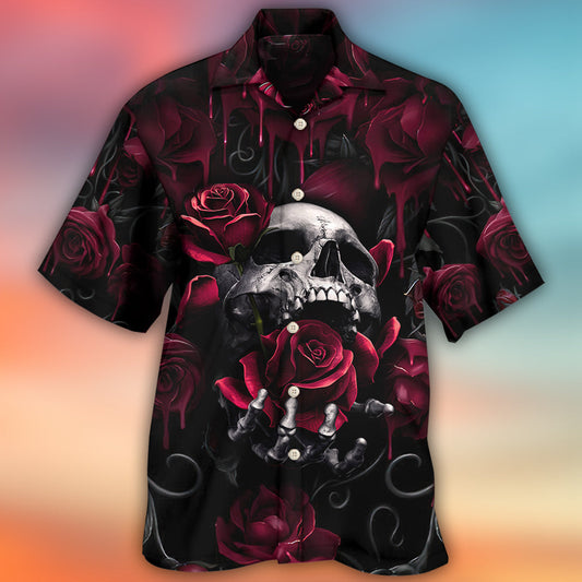Skull Rose Blood Dark Screaming - Hawaiian Shirt