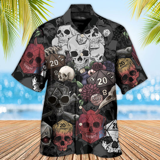 D20 And Skull Darkness Art - Hawaiian Shirt