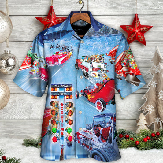 Christmas Santa Claus Start Drag Racing Light - Hawaiian Shirt