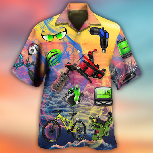 Cycling And Tatoo Lover Dream Sky - Hawaiian Shirt