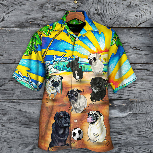 Soccer Beach Sports Pug Dog Beach - Hawaiian Shirt