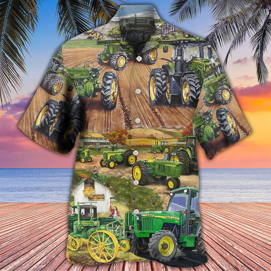 Tractor Green Tractor Working Farm - Hawaiian Shirt