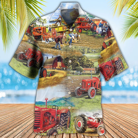 Tractor Farm Tractor Painting Art - Hawaiian Shirt