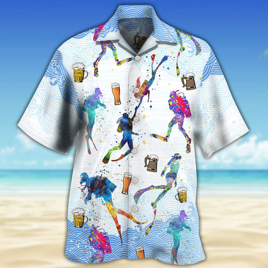 Diving I Like Beer And Diving - Hawaiian Shirt