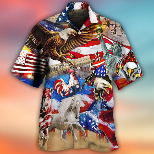 America Independence Day Animal Happy - Hawaiian Shirt