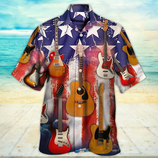 Guitar Independence Day Star America - Hawaiian Shirt