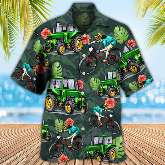 Tractor I Like Tractors And Moutain Biking - Hawaiian Shirt
